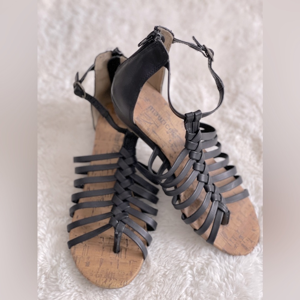 Gladiator sandal with small wedge.